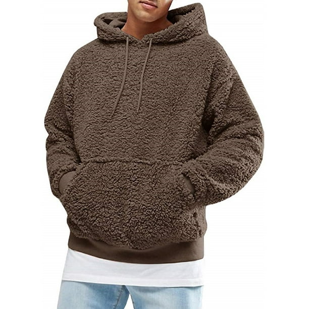 YUNY Womens Pullover Outwear Coat Faux Fleece Slim Sweatshirt Coffee M 
